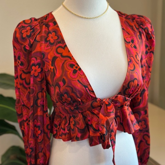 For Love And Lemons Tops - NWT For Love And Lemons Davina Tie Front Blouse